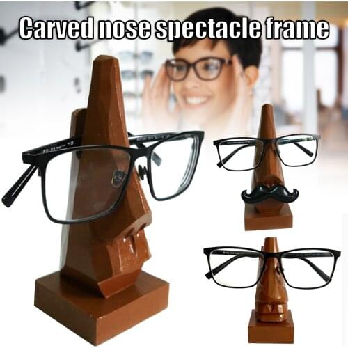 Eyeglass Display Stand with Nose Shaped Wooden Home Decorative Durable Long Lasting Handmade Conveninet for Home Office LXH