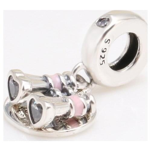 S925 Sterling Silver Heart Telescope Pendant Fit Original Charms Necklace