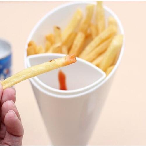 PP Material French Fry Cone Dipping Cups Western Vegetable Salad Bowl Diagonal Basket Stand Cup Kitchen Utensils