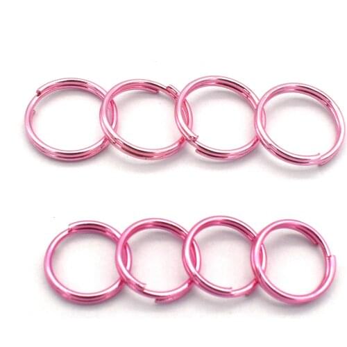100pcs Split Ring 10/12mm Jump Ring Pink Key Ring Iron Key Chain Round Ring DIY Charm Jewelry Purse Handbag Bag Hardware
