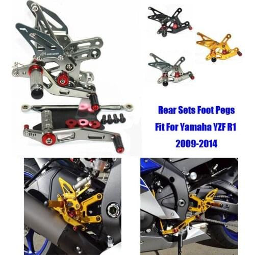 For Yamaha YZF-R1 2009-2014 10 11 12 13 CNC Adjustable Footrest Foot Pegs Pedal Mount Bracket Sets Footpeg Rider Rear Rearset