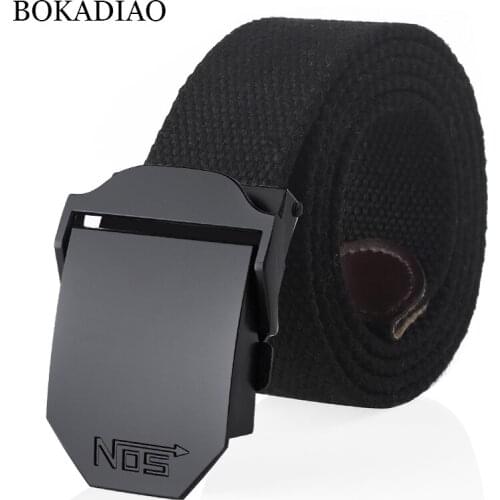 BOKADIAO Men&Women Military Canvas Belt Luxury Black Metal Buckle Jeans Belt Army Tactical Belts for Women Waistband Strap Male