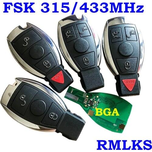 RMLKS 2 3 4 Buttons 315MHz Remote Car Key Fob Key Replacement For Mercedes Benz year 2000+ NEC BGA Control 433MHz