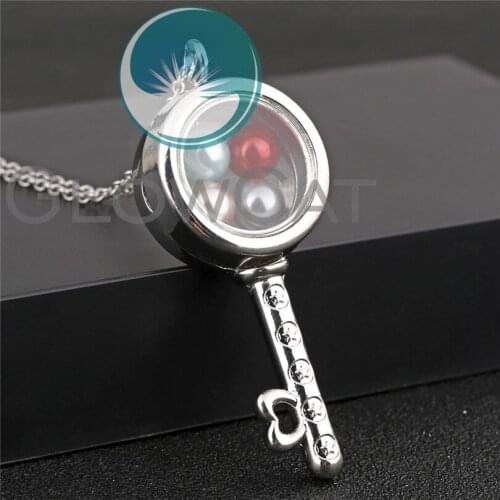 Handmade Glass Round Key Floating Locket Necklace Pendant Making Magnetic Living Memory Fit Women Jewelry