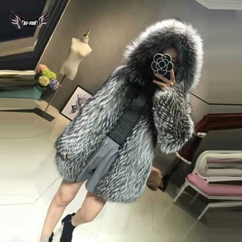 Real Fox Fur Coat Womens Winter Top Grade Natrual Fur Silver Fox Thick Warm Fashion Styles Female Silm Genuine Fur Jacket Warm