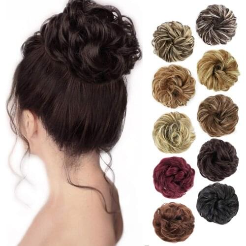 SHANGZI Synthetic Chignon With Rubber Band Brown Blonde Women Curly Chignon Hair Clip In Hairpiece Bun Drawstring for women