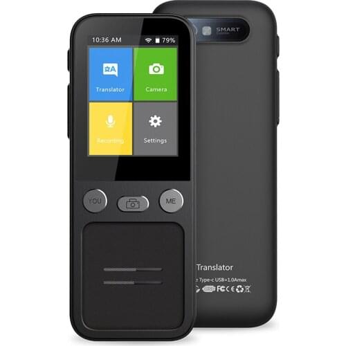 T16 Black Portable Smart Electronic Voice Language Translation Device Support 138 Languages Interpreter Translator