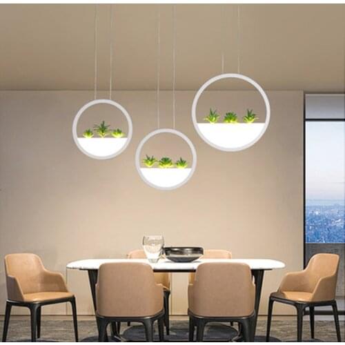 Modern led Pendant Lights Circle Plant Decorative luminaire suspendu pendant lamp For Restaurant Dining Room hanging lights