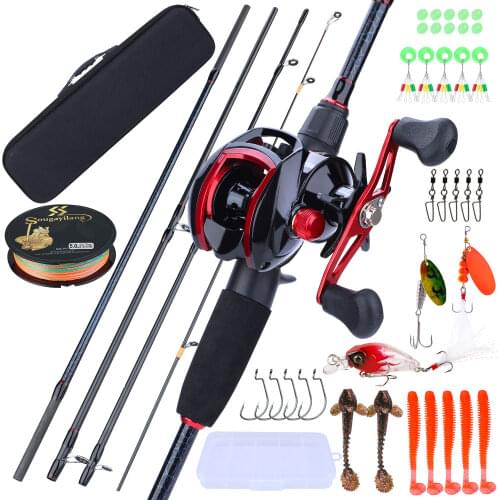 Sougayilang 1.8-2.4M Fishing Rod with 18+1BB Baitcasting Fishing Reel Combo with Bag Lure Line Saltwater Fishing Gear Tackle