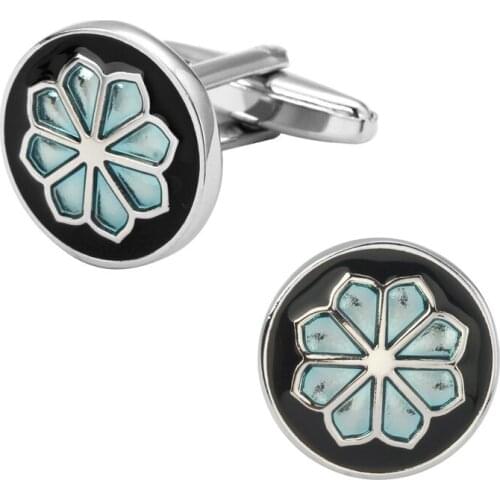 Mens shirts Cufflinks high-quality copper material Blue enamel circular patte Cufflinks Cufflinks 5 pairs of packaging for sale