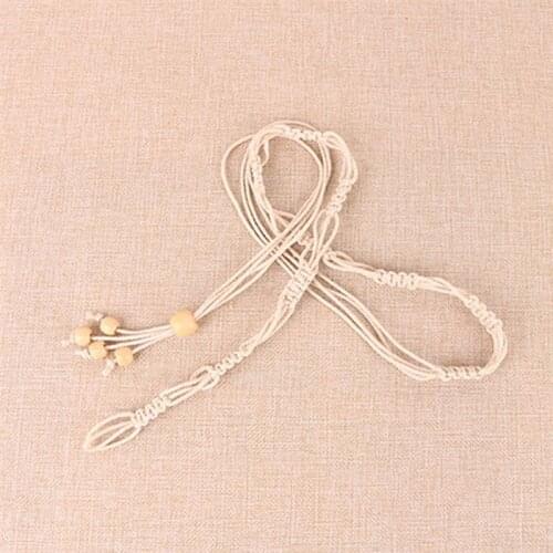 Boho Womens Belt Rope Waist Belt Female Fashion Braided Chic Decorative Bead Waist Belt Dress Belts For Women