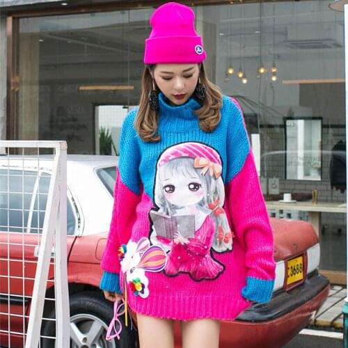 2021 Winter Women Turtleneck Sweater Colorful Tassels Loose Oversized Warm Pullovers Long Sleeve Loose Jumper Knitted Tops