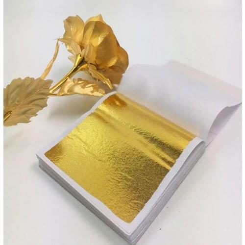 100pcs Imitation Gold Silver Foil Paper Leaf Sheet Gilding Home Decoration DIY Art Craft Paper Wall Gilding Decoration Gold Leaf