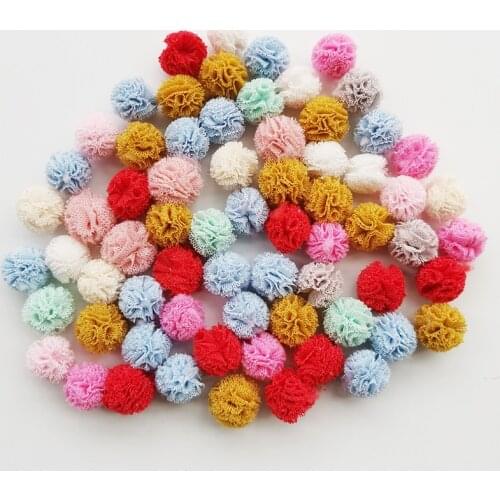 100pcs/lot 15mm 10colors mesh flower ball For sewing on Scarf Shoes Hats Fur DIY Crafts Hair clip Accessories