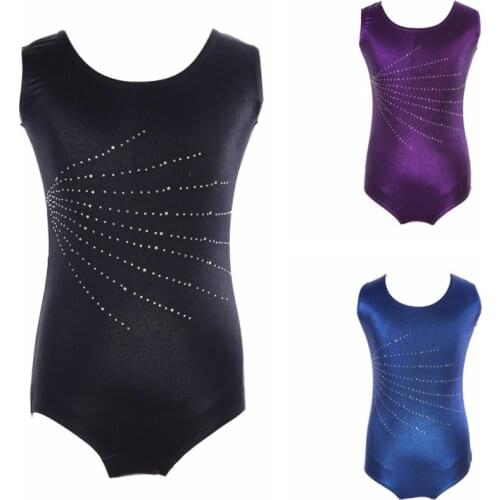 2018 Girls gymnastics dance wear sleeveless diamond highlights body suit ballet gymnastics dance dance practice clothes