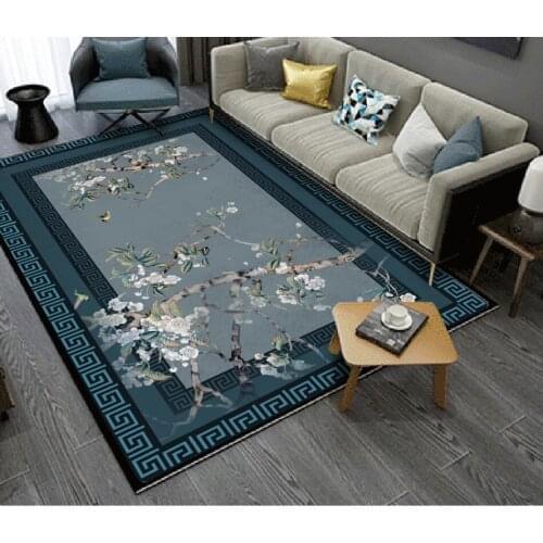 3D PVC Floor Sticker Printing Waterproof Wallpaper Haitang spring hand-painted flowers and birds Chinese carpet floor