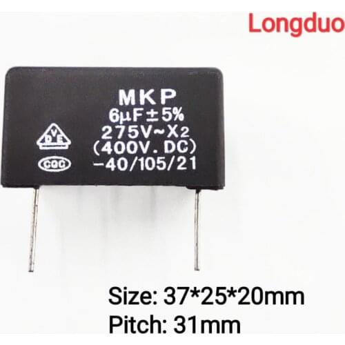 5pcs 6uf Capacitor MKP X2 605J 250VAC 275VAC 400VDC BOX