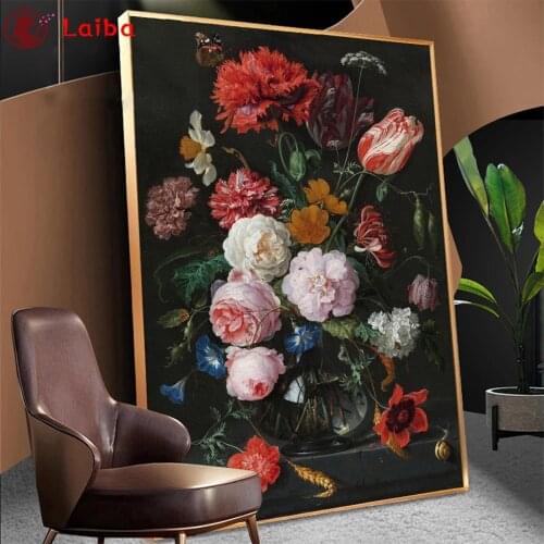 5d diamond painting Hot selling home art, colorful flowers, vases diy full square drill diamond embroidery round diamond mosaic