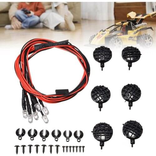 6pcs 6LED 5mm RC Car Crawler LED Light Bright White Lights with Lampshade for 1:10 RC Crawler Car Accessories