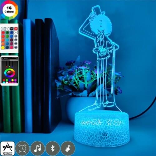 Anime One Piece Burukku Figure Kids Night Light for Children Bedroom Decoration Touch Sensor 3d Light Table Lamp Xmas Gifts Toys