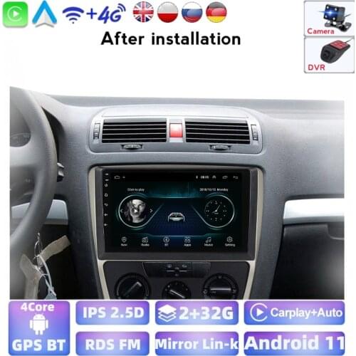 1024*600P Android 9.0 2G 32G Auto GPS Radio For Skoda Octavia 2 A5 2008-2013 Multimedia IPS Screen NO DVD Support Colorful Light