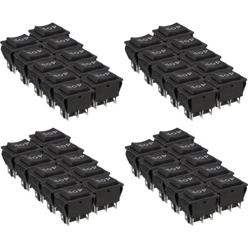 40Pcs AC 250V/15A Auto On-Off-On DPDT 6Pin Window Actuator Rocker Switch