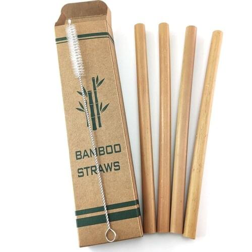 4Pcs Biodegradable Bamboo Drinking Straws Reusable Eco-Friendly Party Kitchen Straws With Clean Brush Drop Shipping Wholesale