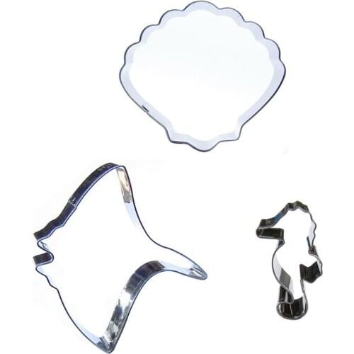 Big seashell,Batfish,Littie hippocampus shape 3 piece cookie cutting molds, baking tools, cake decorating soft candy tools