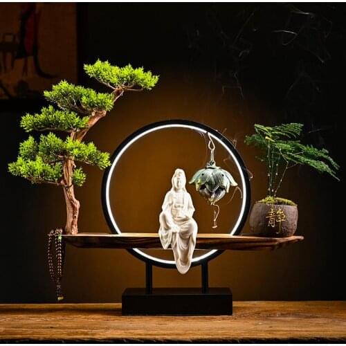 Buddha Backflow Incense Burner Holder Waterfall Incense Burner With Light Ceramic Censer Home Burner Monk Buddhist Decoration