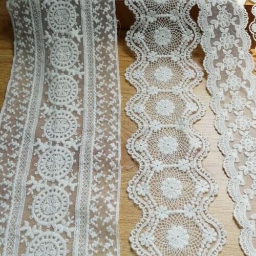 Pure Cotton Flower Tulle Circle Embroidery Lace Trim Fabric DIY Accessories Handmade DIY Clothes Garments 3 Yards