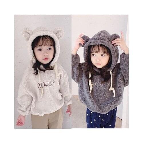 Childrens Sweatshirts Baby Girl Clothes 2020 Spring New Toddler Letter Pullovers Top Tees Kids Girl Hooded Lambswool Sweatshirt