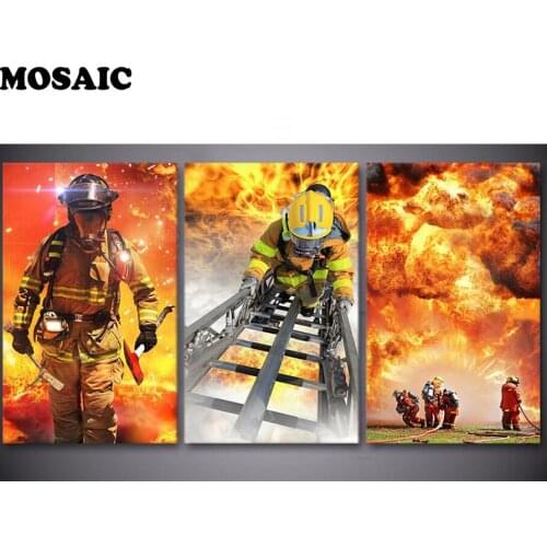 Diamond Painting accessory Full Square Firefighters Firefighing Diy Diamond Mosaic pictures triptych painting diamond Embroidery