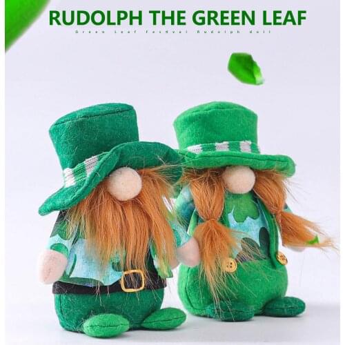 Irish St Patricks Day Tomte Gnome Faceless Doll Festival Lucky Clover Bunny Plush Dwarf St Patricks Day Easter Decor Figurines 5