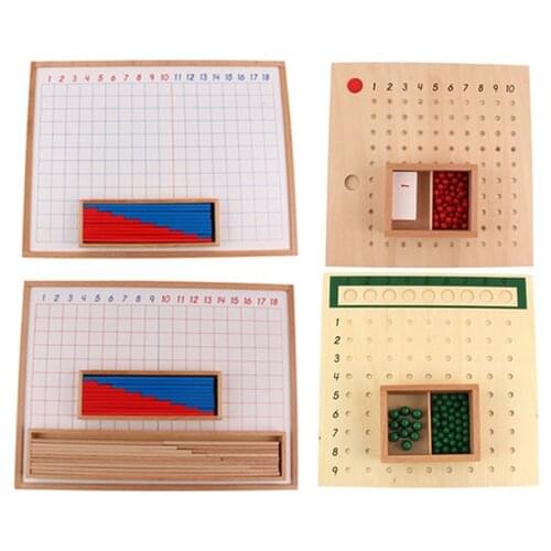 4 sets) Montessori Math Toys Addition/ Subtraction/ Multiplication/ Division Board Early Learning Tools for Kids Education Toy