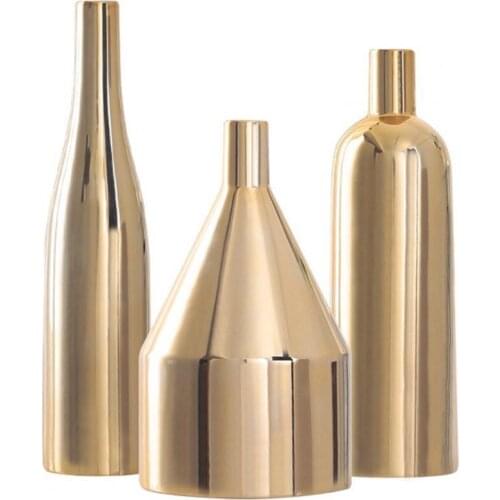 Ceramic Vase Elegant Design Tall Electroplate Gold Color Modern Simplicity Flower Vase for Home