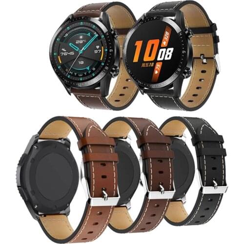 Leather Watchband for Huawei Watch GT GT2 46mm/ gt 2e/Honor Magic 2 46mm Strap Band 22mm Bracelet Wristband for Amazfit GTR 47MM