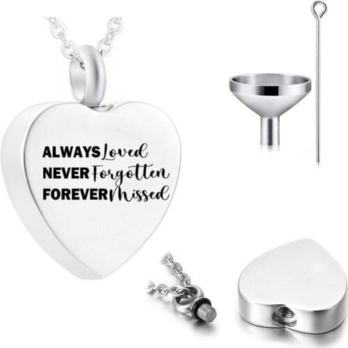 Heart-Shaped Cremation Jewelry Stainless Steel Urn Pendant To Commemorate The Dead Relatives/Pets With Filling Kit