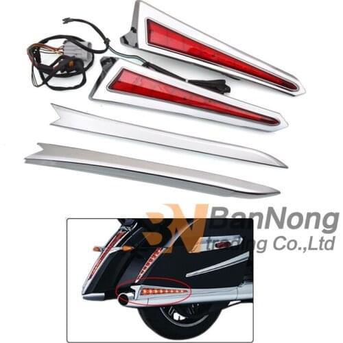 Motorcycle Chrome LED Saddle Bag Saddlebag Side Bag Cover Extensions For Victory Cross Country 2010-2016 Hard-Ball 2012 2013