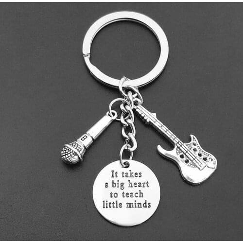 New Music Teacher Keychain Music Key Ring Pianist Gift Music Microphone Notes Handmade Guitar Jewelry Do Your Favorite Souvenirs