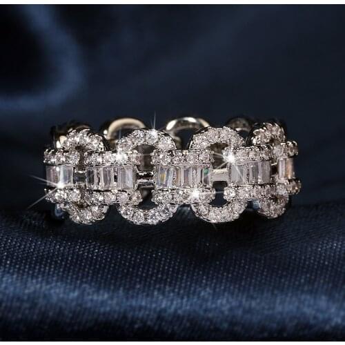 QTT New Arrival Luxury 925 Sterling Silver Ring White Cubic Zircon Rings Fine Vintage Classic Jewelry For Women Engagement Gift