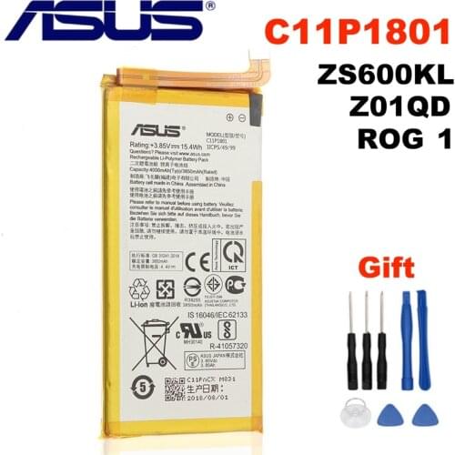 ASUS Original Battery C11P1801 For ZS600KL Z01QD Phone Battery ASUS ROG 1 Game Phone 4000mAh +Free Tools