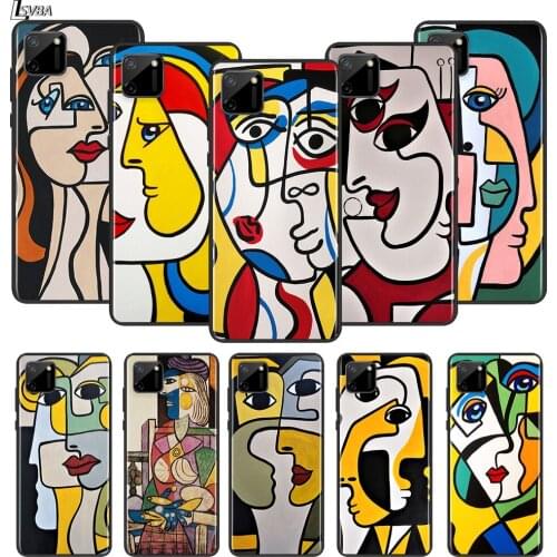 Picasso Abstract Art For OPPO Realme Narzo 20 C2/3/11/12/15/17 X2 X3 X7 XT X50 Q2i V3 V5 V15 Pro Black Silicone Soft Phone Case