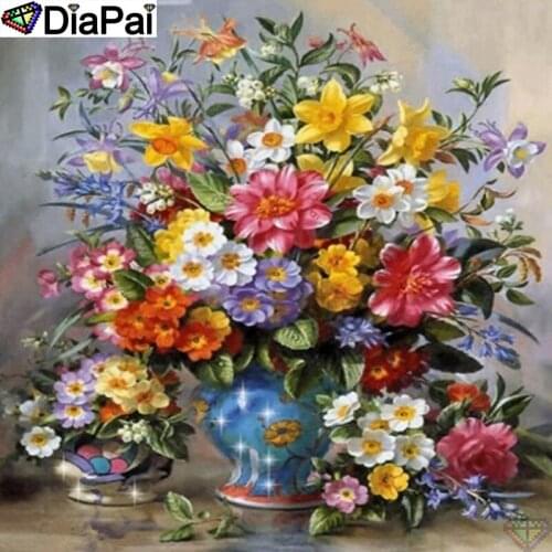 DIAPAI Full Diamond "Flower landscape" DIY 5D Diamond Painting Cross Stitch Home Decor Picture Of Rhinestone Handmade A26524