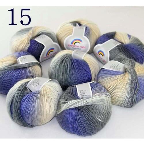 Sale Soft 8X50gr ballCashmere Wool Colorful Rainbow Wrap Shawl DIY Hand Knit Yarn Purple Gray White Beige 524-14-8