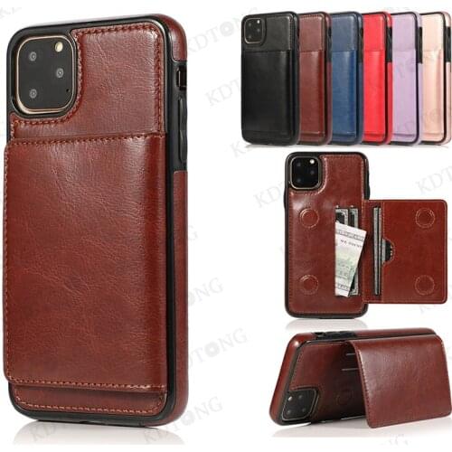Luxury Phone Case For iPhone 11 Pro Max Full Protection Leather Flip Wallet Invisible Bracket Shockproof with Card Pocket Style