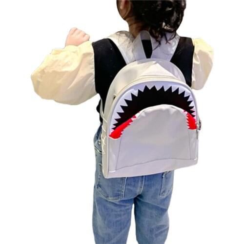 Toddlers Cartoon Zipper Backpack Little Girls Boys Large Capacity Cute Shark Shape Adjustable Shoulder Strap Casual Schoolbag