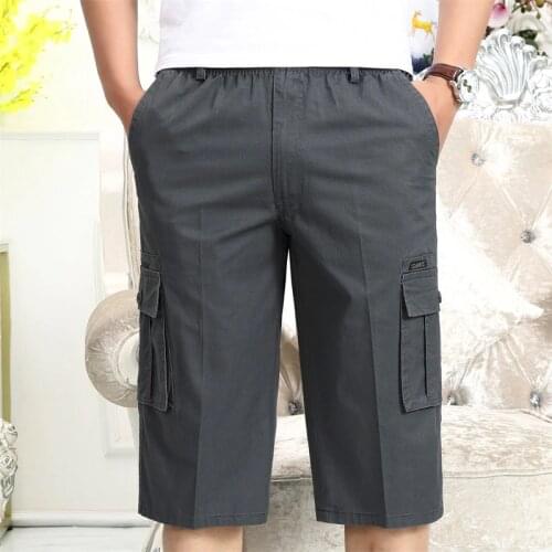 Mens Cargo Shorts Summer 2021 New Casual Loose Zipper Short Pants Mens Army Green Elastic Waist Boardshorts Plus Size 6XL