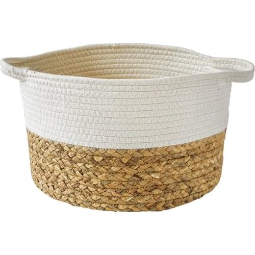 Handmade Straw Storage Basket Rattan Floor Indoor Flower Pot Planter Crafts Home Living Room Decoration