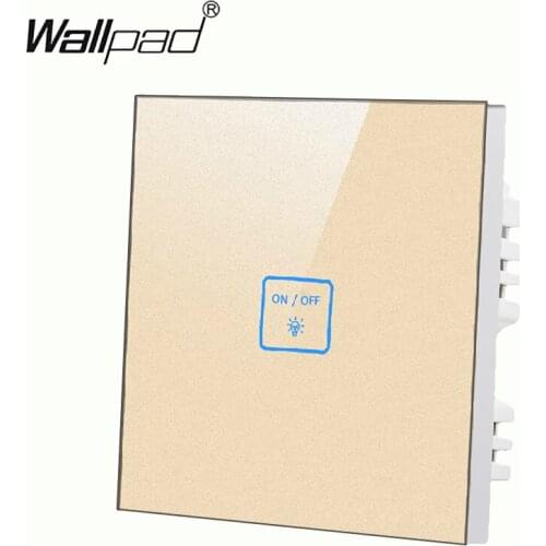1 gang 1 way Glass Gold touch light wall switch,waterproof LED smart switch Panel,Customize Button Touch Switch,Free Shipping
