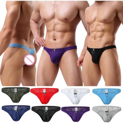 Gay Thong G-string Mesh Breathable Underwear Sexy Mens Underpants Bugle Pouch Panties Quick-drying Bikini Jockstrap Cueca 2XL